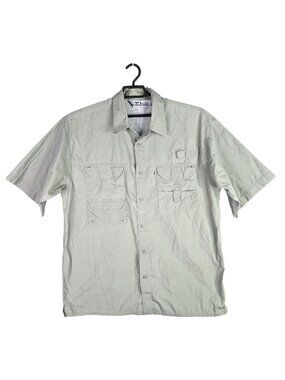 Mens Against the Elements Gray Button Up Shirt 100% Cotton Short Sleeve Size XXL